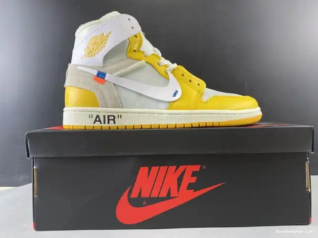 Bmlin shoes NRG Air x Powder Jordan Yellow-Cone 1 White AQ0818-149 Off-White Dark 0223