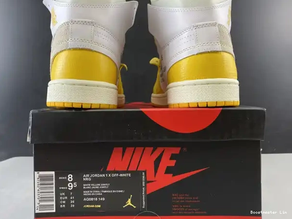 Bmlin shoes NRG Air x Powder Jordan Yellow-Cone 1 White AQ0818-149 Off-White Dark 0223