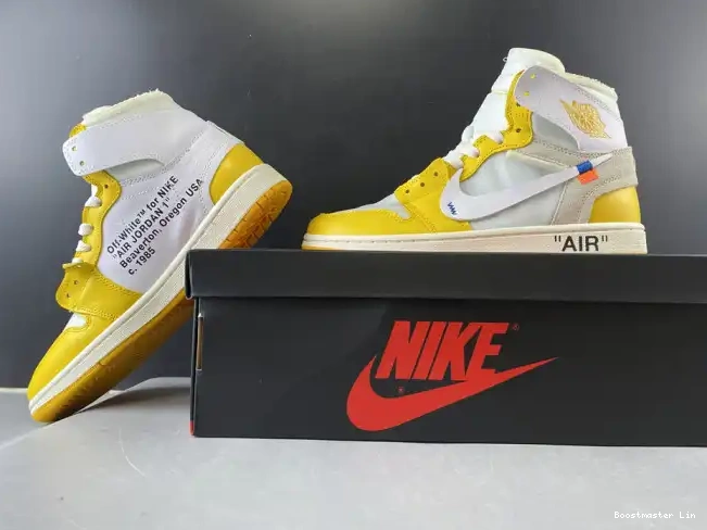 Bmlin shoes NRG Air x Powder Jordan Yellow-Cone 1 White AQ0818-149 Off-White Dark 0223